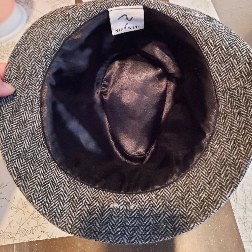 Fedora Hat grey tweed wool blend hat ladies L 9 West